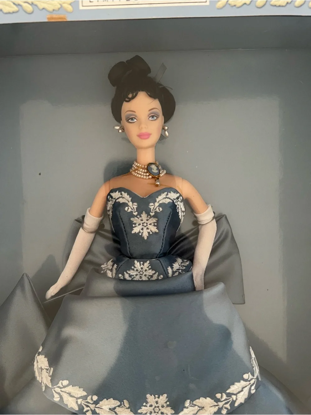 Vintage 1999 Wedgwood Blue and White Collector Barbie Display Doll